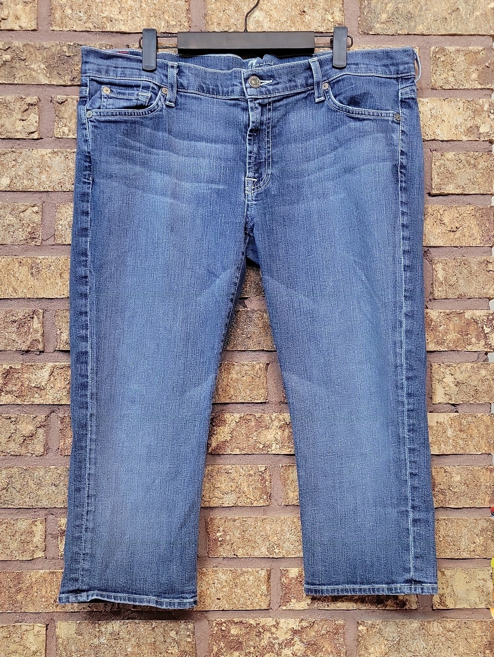 7 For All Mankind Crop Josephina Skinny Boyfriend Denim Capri Cotton Stretch 32